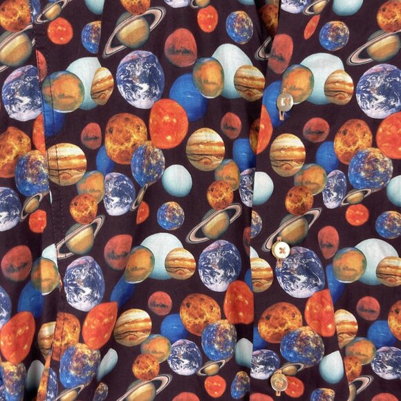 Coton Doux Paris Mens Dress shirt Size 15 1/4 40 Funky planet solar system AOP - Picture 8 of 16